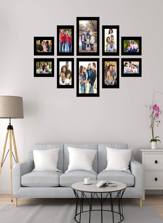 i2 Frames 10 Individual Wall Hanging Collage Photo Frames- Black - Sizes - 4(5"×7"), 4(8"x6"), 2(8"x10") - Image 2